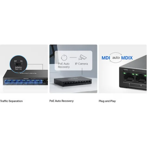 Mercusys MS110CMP v1 L2 PoE+ Switch με 8 Θύρες Gigabit (1Gbps) Ethernet