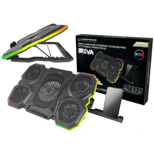 Esperanza Breva Cooling Pad για Laptop έως 17" με 5 Ανεμιστήρες και Φωτισμό