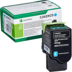 Lexmark C242XC0 Γνήσιο Toner Laser Εκτυπωτή Κυανό Return Program Extra High Yield 3500 Σελίδων