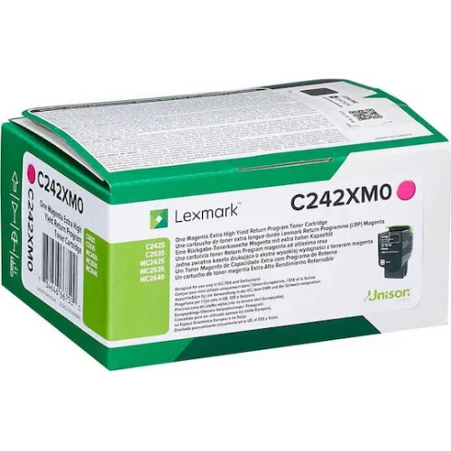 Lexmark C242XM0 Γνήσιο Toner Laser Εκτυπωτή Ματζέντα Return Program Extra High Yield 3500 Σελίδων