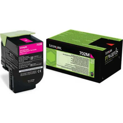Lexmark 702M Γνήσιο Toner Laser Εκτυπωτή Ματζέντα Return Program 1000 Σελίδων (70C20M0)