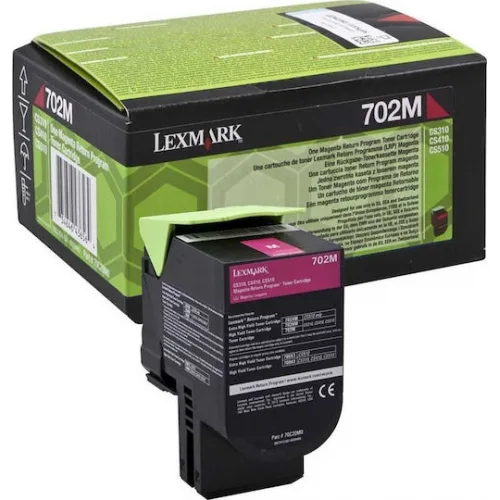 Lexmark 702M Γνήσιο Toner Laser Εκτυπωτή Ματζέντα Return Program 1000 Σελίδων (70C20M0)