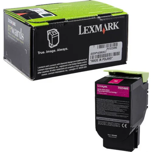 Lexmark 702M Γνήσιο Toner Laser Εκτυπωτή Ματζέντα Return Program 1000 Σελίδων (70C20M0)