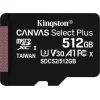 Kingston Canvas Select Plus microSDXC 512GB Class 10 U3 V30 A1 UHS-I με αντάπτορα