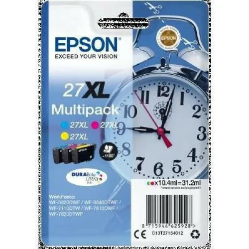 Epson 27XL Γνήσιο Πακέτο 3 Μελανιών Εκτυπωτή InkJet Κίτρινο / Κυανό / Ματζέντα (C13T27154010 C13T27154012)