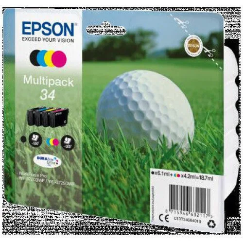 Epson 34 Γνήσιο Πακέτο 4 Μελανιών Εκτυπωτή InkJet Κίτρινο / Κυανό / Ματζέντα / Μαύρο (C13T34664010)