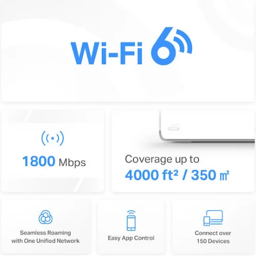 Mercusys Halo H70X v1 WiFi Mesh Network Access Point Wi‑Fi 6 Dual Band (2.4 & 5GHz) σε Διπλό Kit