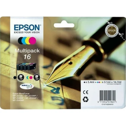 Epson 16 Γνήσιο Πακέτο 4 Μελανιών Εκτυπωτή InkJet Κίτρινο / Κυανό / Ματζέντα / Μαύρο (C13T16264010 C13T16264012)