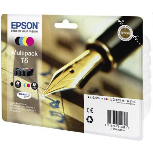 Epson 16 Γνήσιο Πακέτο 4 Μελανιών Εκτυπωτή InkJet Κίτρινο / Κυανό / Ματζέντα / Μαύρο (C13T16264010 C13T16264012)