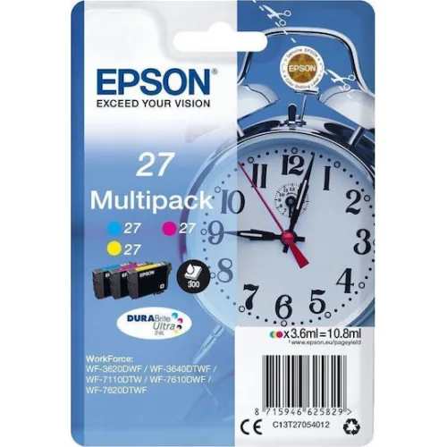 Epson 27 Γνήσιο Πακέτο 3 Μελανιών Εκτυπωτή InkJet Κίτρινο / Κυανό / Ματζέντα (C13T27054010 C13T27054012)