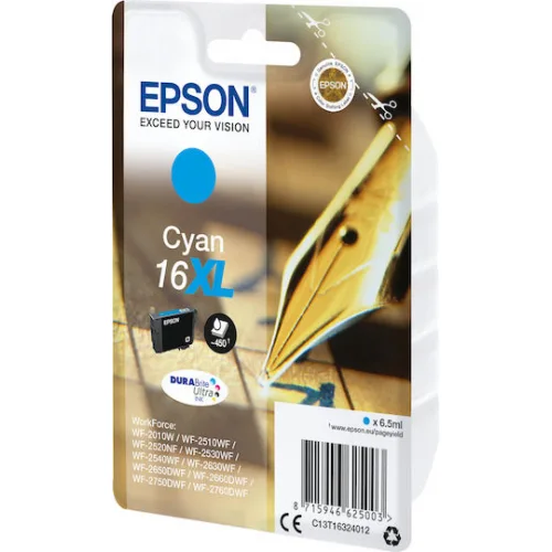Epson 16XL Γνήσιο Μελάνι Εκτυπωτή InkJet Κυανό (C13T16324010 C13T16324012)