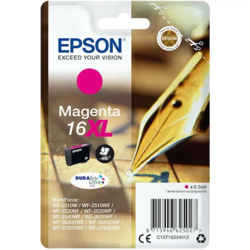 Epson 16XL Γνήσιο Μελάνι Εκτυπωτή InkJet Ματζέντα (C13T16334010 C13T16334012)