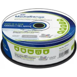 MediaRange Εγγράψιμα DVD-R 16x Printable 4.7GB Cake Box 25τμχ MediaRange Εγγράψιμα DVD-R 16x Printable 4.7GB Cake Box 25τμχ