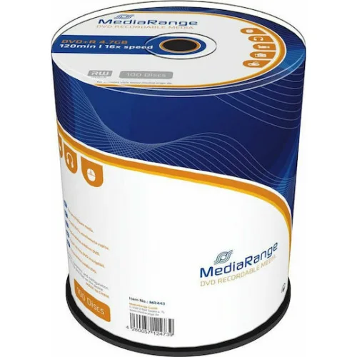 MediaRange Εγγράψιμα DVD+R 16x 4.7GB Cake Box 100τμχ MediaRange Εγγράψιμα DVD+R 16x 4.7GB Cake Box 100τμχ
