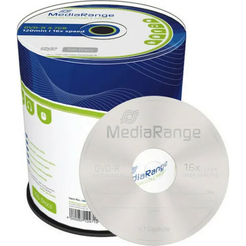 MediaRange Εγγράψιμα DVD-R 16x 4.7GB Cake Box 100τμχ MediaRange Εγγράψιμα DVD-R 16x 4.7GB Cake Box 100τμχ