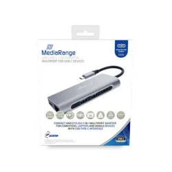 MediaRange USB-C Docking Station με HDMI 4K PD Ethernet Ασημί (MRCS510)