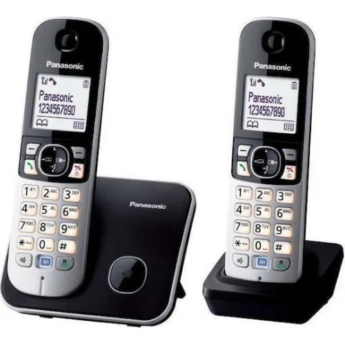 Panasonic KX-TG6812GB Ασύρματο Τηλέφωνο Duo Μαύρο