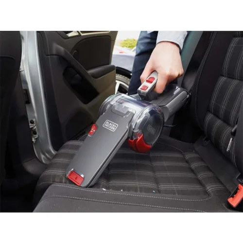 Black & Decker Σκουπάκι Αυτοκινήτου Στερεών με Ισχύ 12.5W & Καλώδιο Αναπτήρα 12V Μαύρο Κόκκινο