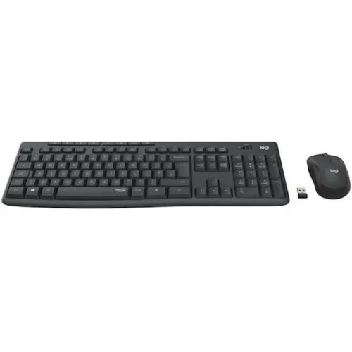 Logitech MK295 Silent Ασύρματο Σετ Πληκτρολόγιο & Ποντίκι Ελληνικό Γκρι