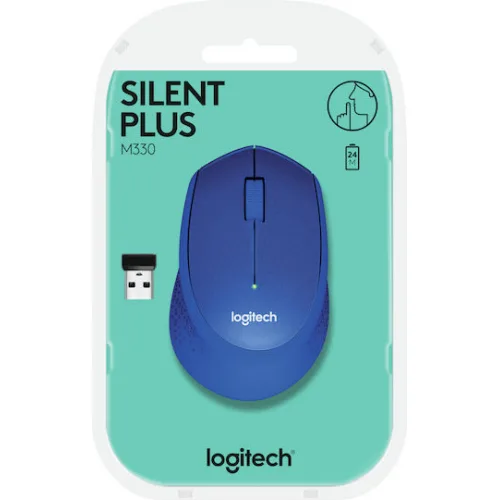 Logitech M330 Silent Plus Ασύρματο Mini Ποντίκι Μπλε