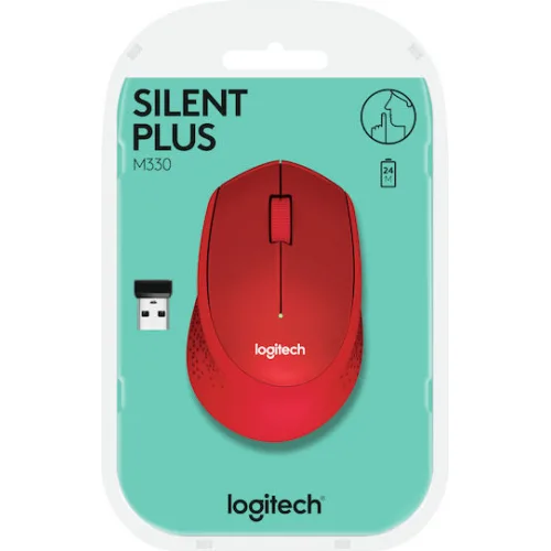 Logitech M330 Silent Plus Ασύρματο Mini Ποντίκι Κόκκινο
