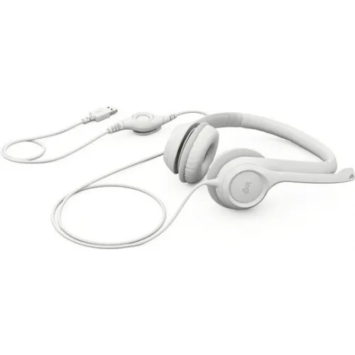 Logitech H390 On Ear Multimedia Ακουστικά με μικροφωνο και σύνδεση USB-A σε Λευκό χρώμα