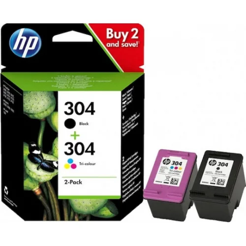 HP 304 Γνήσιο Πακέτο 2 Μελανιών Εκτυπωτή InkJet Πολλαπλό (Color) / Μαύρο (3JB05AE)