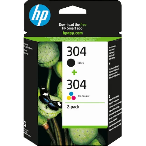 HP 304 Γνήσιο Πακέτο 2 Μελανιών Εκτυπωτή InkJet Πολλαπλό (Color) / Μαύρο (3JB05AE)