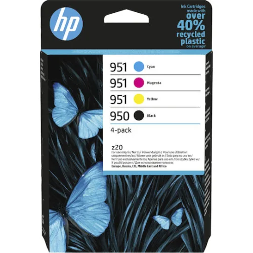 HP 950/951 Γνήσιο Πακέτο 4 Μελανιών Εκτυπωτή InkJet Κίτρινο / Κυανό / Ματζέντα / Μαύρο (6ZC65AE)