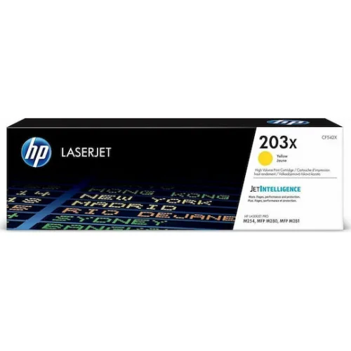 HP 203X Γνήσιο Toner Laser Εκτυπωτή Κίτρινο High Yield 2500 Σελίδων (CF542X)
