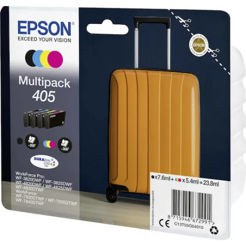 Epson 405 Γνήσιο Πακέτο 4 Μελανιών Εκτυπωτή InkJet Κίτρινο / Κυανό / Ματζέντα / Μαύρο (C13T05G64010)