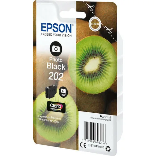 Epson 202 Γνήσιο Μελάνι Εκτυπωτή InkJet Photo Μαύρο (C13T02F14010 C13T02F14020)