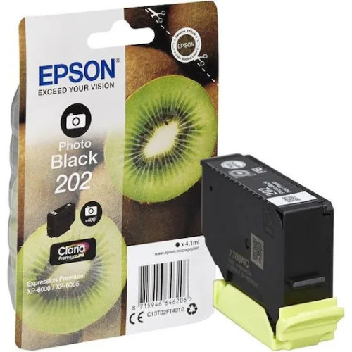 Epson 202 Γνήσιο Μελάνι Εκτυπωτή InkJet Photo Μαύρο (C13T02F14010 C13T02F14020)