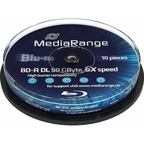 MediaRange Εγγράψιμα BD-R 6x Dual Layer 50GB Cake Box 10τμχ