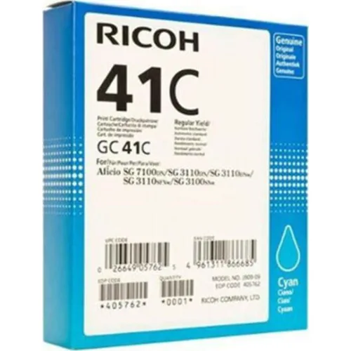 Ricoh GC41C Γνήσιο Μελάνι Εκτυπωτή InkJet Κυανό (405762)