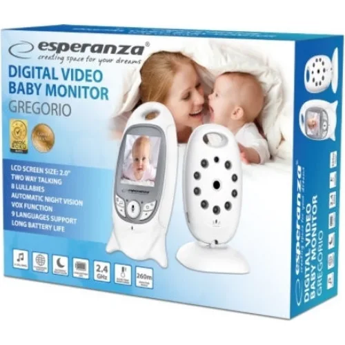 Esperanza Ενδοεπικοινωνία Μωρού με Κάμερα & Οθόνη 2" , Αμφίδρομη Επικοινωνία & Νανουρίσματα