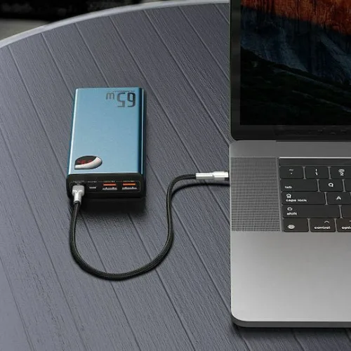 Baseus Adaman Metal Digital Display Power Bank 20000mAh 65W με 2 Θύρες USB-A και Θύρα USB-C Quick Charge 3.0 Μπλε