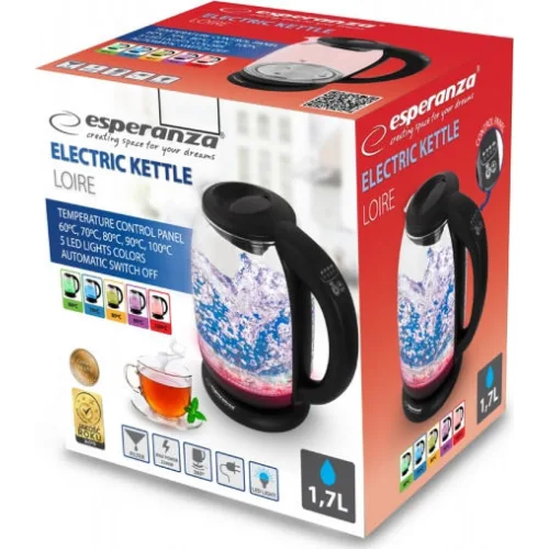 Esperanza Kettle 1.7lt 2200W Black (EKK027) (ESPEKK027)