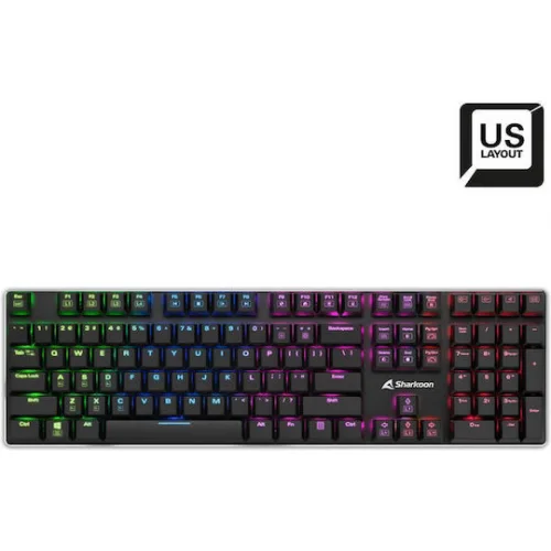 Sharkoon PureWriter RGB Gaming Μηχανικό Πληκτρολόγιο με Kailh Blue διακόπτες και RGB φωτισμό (Αγγλικό US) Λευκό