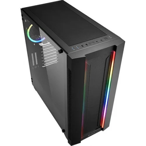 Sharkoon Elite Shark CA200M Gaming Midi Tower Κουτί Υπολογιστή με Πλαϊνό Παράθυρο και RGB Φωτισμό Μαύρο