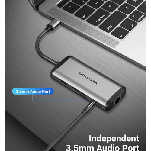 Vention USB 3.2 Hub 10 Θυρών με σύνδεση USB-C / USB-A / Ethernet Ασημί