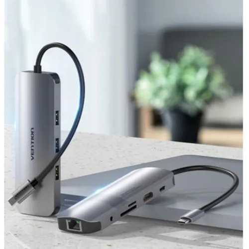 Vention USB 3.2 Hub 10 Θυρών με σύνδεση USB-C / USB-A / Ethernet Ασημί