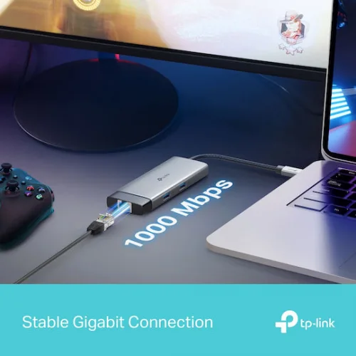 TP-LINK USB-C Docking Station με HDMI 4K PD Ethernet Γκρι (UH6120C)