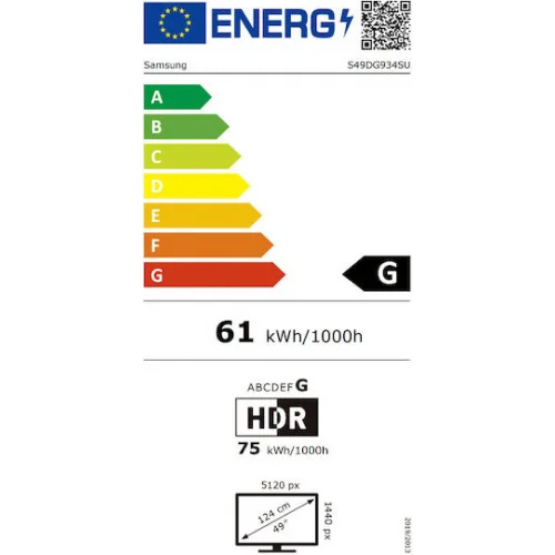 Samsung Odyssey G9 G93SD Ultrawide OLED HDR Curved Monitor 49" 5120x1440 240Hz με Χρόνο Απόκρισης 0.03ms GTG