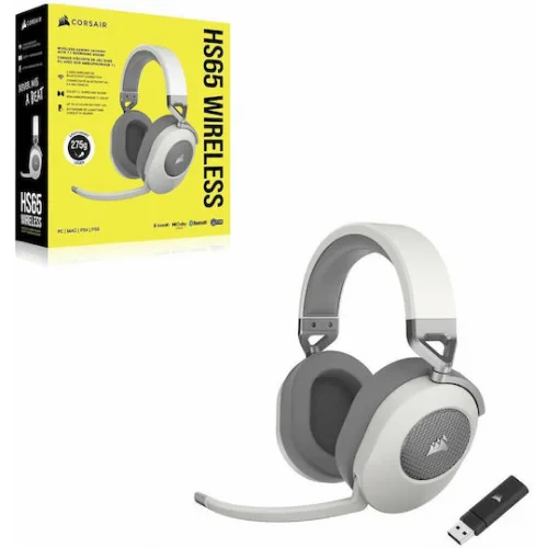 Corsair HS65 Over Ear Gaming Headset με σύνδεση Bluetooth Λευκό