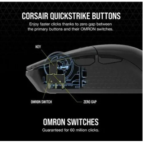 Corsair Katar Elite Ασύρματο RGB Gaming Ποντίκι 26000 DPI Μαύρο