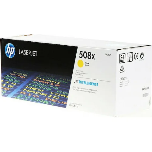 HP 508X Γνήσιο Toner Laser Εκτυπωτή Κίτρινο High Yield 9500 Σελίδων (CF362X)