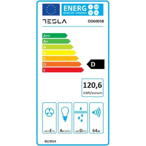Tesla Απορροφητήρας Καμινάδα 60cm Μαύρος