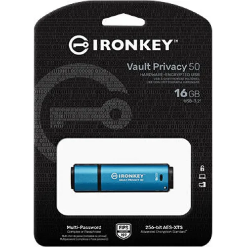 Kingston IronKey Vault Privacy 50 16GB USB 3.2 Stick Μπλε