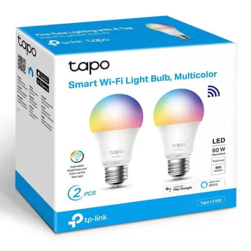 TP-LINK Smart Λάμπες Tapo L530E v1 LED 8.7W για Ντουί E27 RGBW 806lm Dimmable 2τμχ